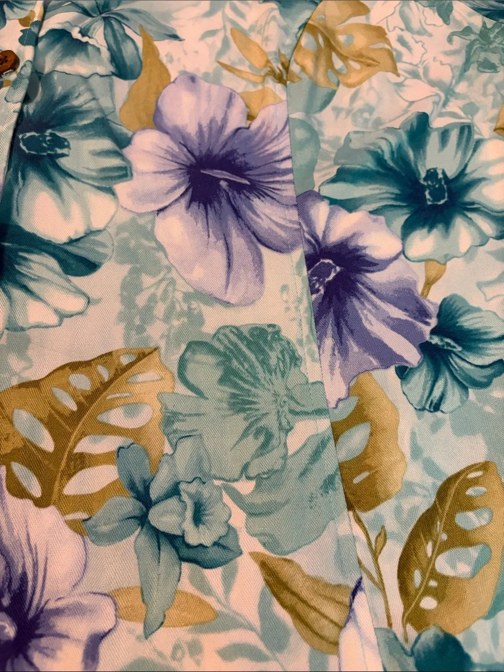 Women’s Floral Button-Down Shirt — Teal & Olive - Picture 5 of 8
